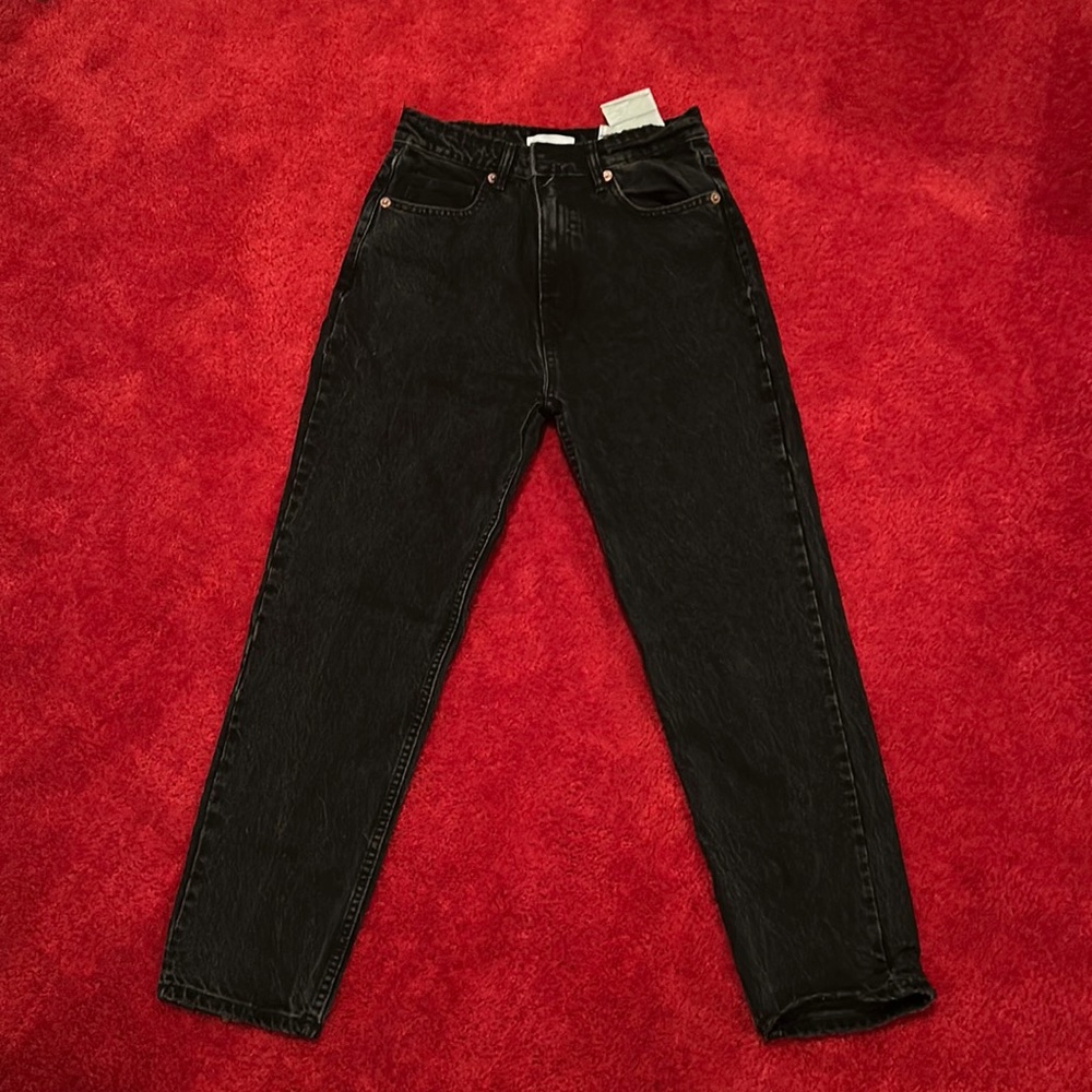 Dark acid washed dad jeans
